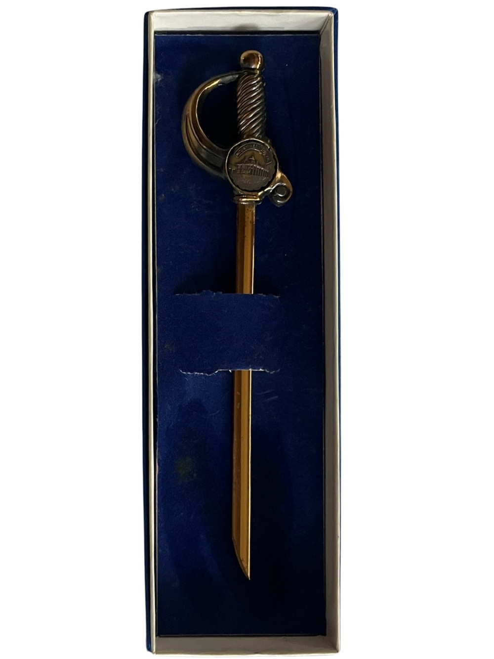 Vintage Mount Vernon Sword Letter Opener Souvenir in Wallace Silversmith Box